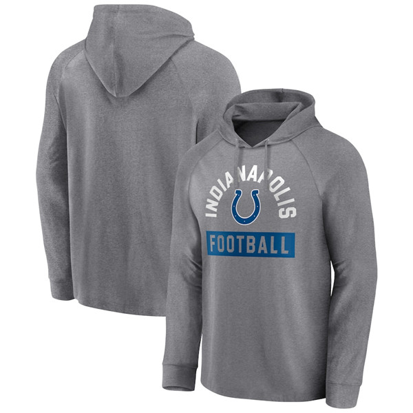 Men's Indianapolis Colts Heathered Gray No Time Off Raglan Pullover Hoodie